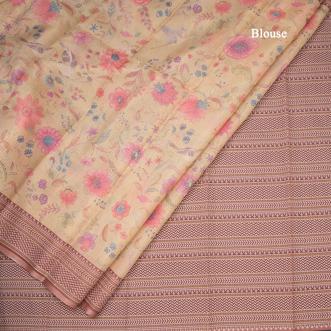 Kota Light Sandal Floral Printed Saree