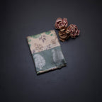 Raw Silk Cream Zari Stripes With Floral Printed Saree 04
