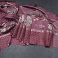 Raw Silk Wine Colour Floral Printed Saree