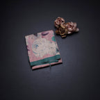 Semi Raw Silk Onion Pink Floral Printed Saree With Ribbon Border
