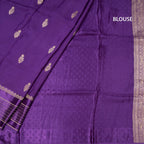 Tussar Dark Purple Saree With Zari Buttas And Satin Border