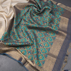 Raw Silk Cream Plain Saree With Zari Border