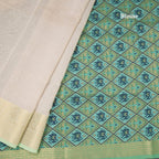 Raw Silk Cream Plain Saree With Zari Border 02