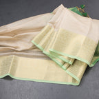 Raw Silk Cream Plain Saree With Zari Border 02
