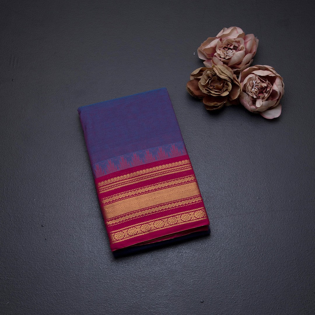 Chettinad Cotton Shot Colour Plain Saree With Zari Border Without Blouse 04