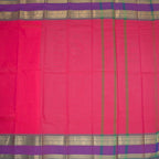 Chettinad Cotton Reddish Pink Plain Saree With Zari Border Without Blouse