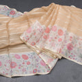 Kota Pastel Orange Zari Stripes Saree With Printed Border