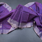 Vaazhai Naar Purple Saree With Thread Buttas And Contrast Pallu