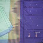 Vaazhai Naar Mint Green Saree With Thread Buttas And Contrast Pallu