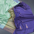 Vaazhai Naar Mint Green Saree With Thread Buttas And Contrast Pallu