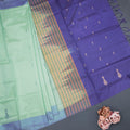 Vaazhai Naar Mint Green Saree With Thread Buttas And Contrast Pallu