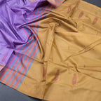 Vaazhai Naar Lavender Saree With Thread Buttas And Contrast Pallu