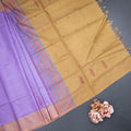 Vaazhai Naar Lavender Saree With Thread Buttas And Contrast Pallu