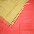 Vaazhai Naar Olive Green Saree With Thread Buttas And Contrast Pallu