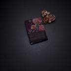 Semi Linen Wine Colour Floral Printed Saree With Zari Border