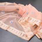 Organza Peach Floral Thread Work Saree With Zari Border