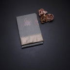 Organza Grey Floral Thread Work Saree With Zari Border