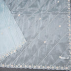 Organza Sky Blue Saree With Embellishment Work