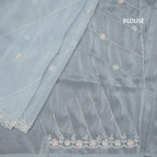 Organza Sky Blue Saree With Embellishment Work