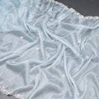 Organza Sky Blue Saree With Embellishment Work