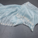 Organza Sky Blue Saree With Embellishment Work