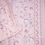 Semi Raw Silk Onion Pink Floral Printed Saree 03