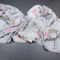 Semi Raw Silk Light Grey Floral Printed Saree 02