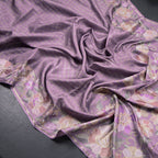 Semi Raw Silk Lavender Zari Checked Saree And Embroidered Border 02