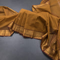 Kanchi Cotton Golden Brown Saree With Zari Buttas And Rettapet Border 02