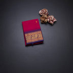 Kanchi Cotton Hot Pink Saree With Thread Buttas And Temple Border