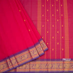 Kanchi Cotton Hot Pink Saree With Thread Buttas And Temple Border