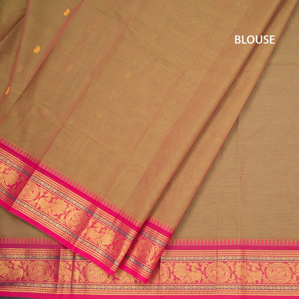 Kanchi Cotton Shot Colour Saree With Thread Buttas And Zari Border 04