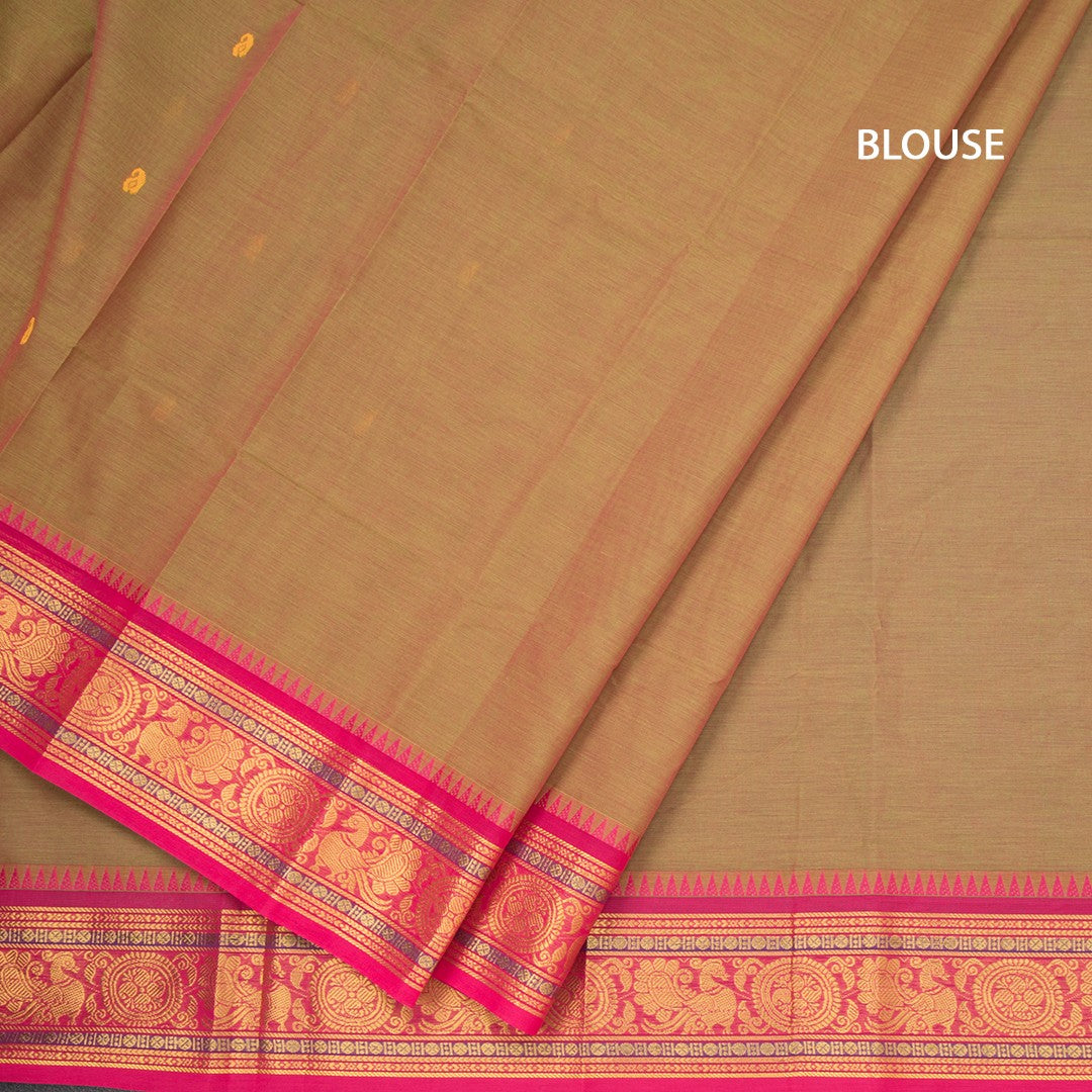 Kanchi Cotton Shot Colour Saree With Thread Buttas And Zari Border 04