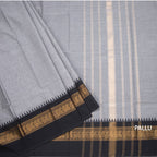 Kanchi Cotton Grey Plain Saree And Temple Border