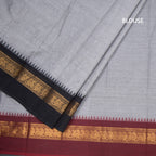 Kanchi Cotton Grey Plain Saree And Temple Border