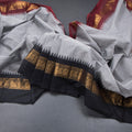 Kanchi Cotton Grey Plain Saree And Temple Border