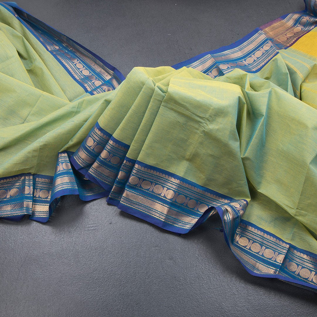 Kanchi Cotton Shot Colour Plain Saree And Zari Border