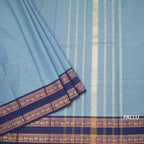 Kanchi Cotton Light Blue Plain Saree And Rettapet Border