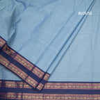 Kanchi Cotton Light Blue Plain Saree And Rettapet Border