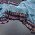 Kanchi Cotton Light Blue Plain Saree And Rettapet Border