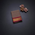 Kanchi Cotton Light Brown Plain Saree And Temple Border