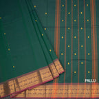 Kanchi Cotton Dark Green  Saree With Thread Buttas And Zari Border 02