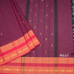Kanchi Cotton Dark Pink Saree With Zari Buttas And Zari Border 02