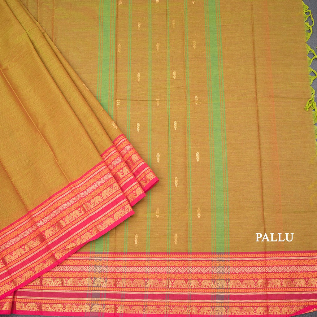 Kanchi Cotton Shot Colour Saree With Zari Buttas And Zari Border 02