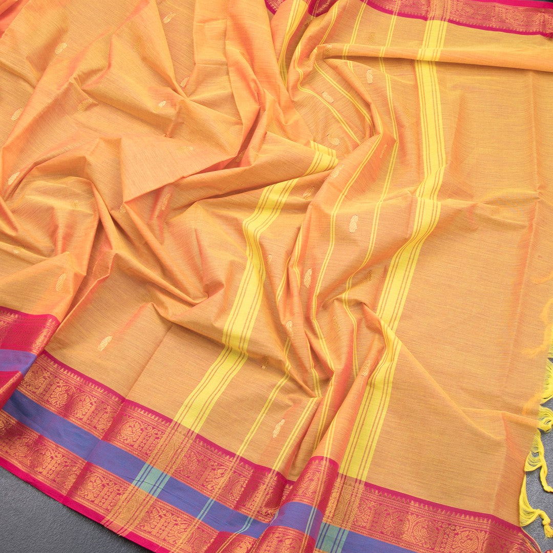 Kanchi Cotton Shot Colour Saree With Zari Buttas And Rettapet Border 02 - Kumaran Silks