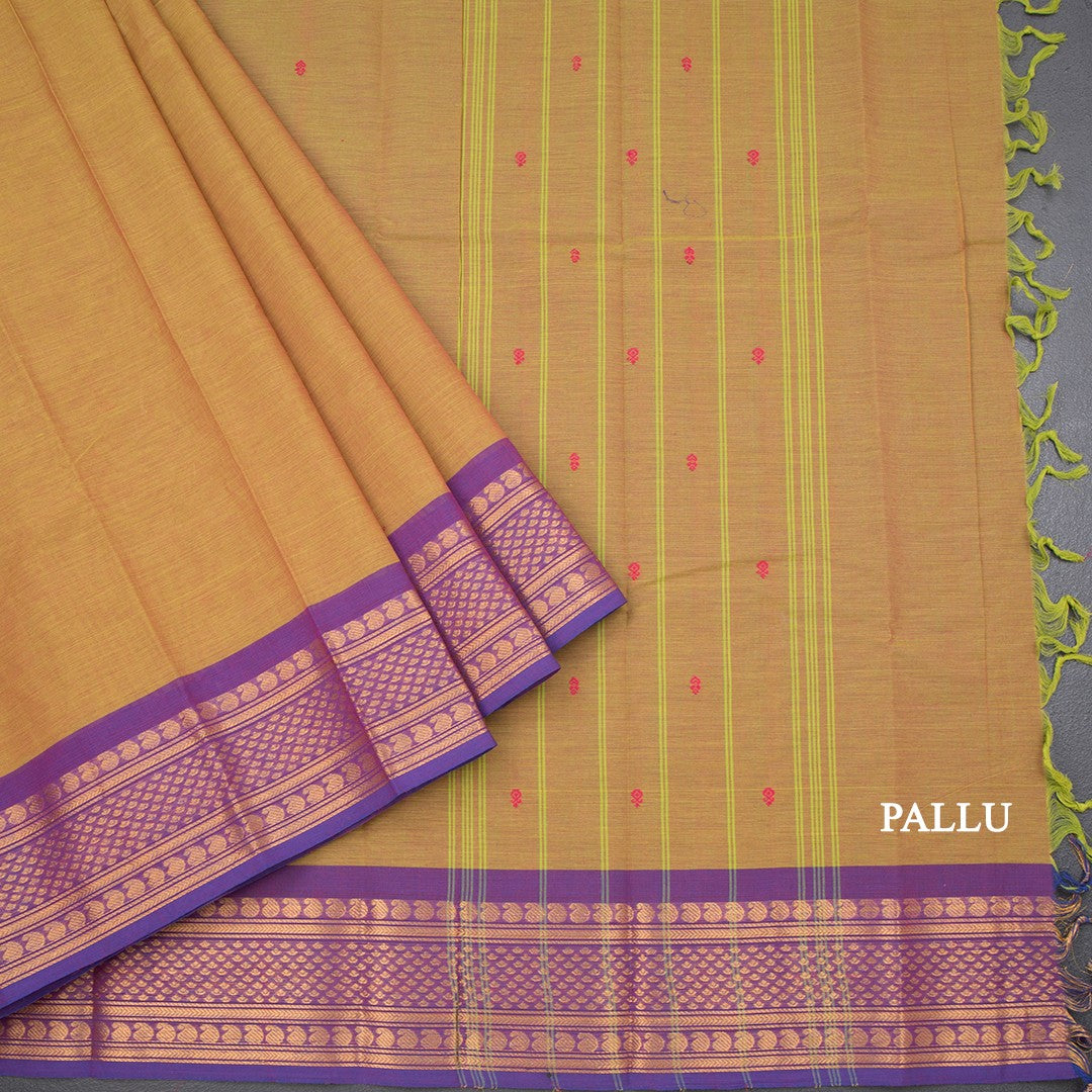 Kanchi Cotton Shot Colour Saree With Thread Buttas And Zari Border 05