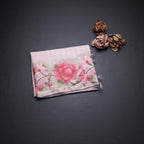 Linen Light Pink Zari Stripes Saree And Thread Embroidered Border
