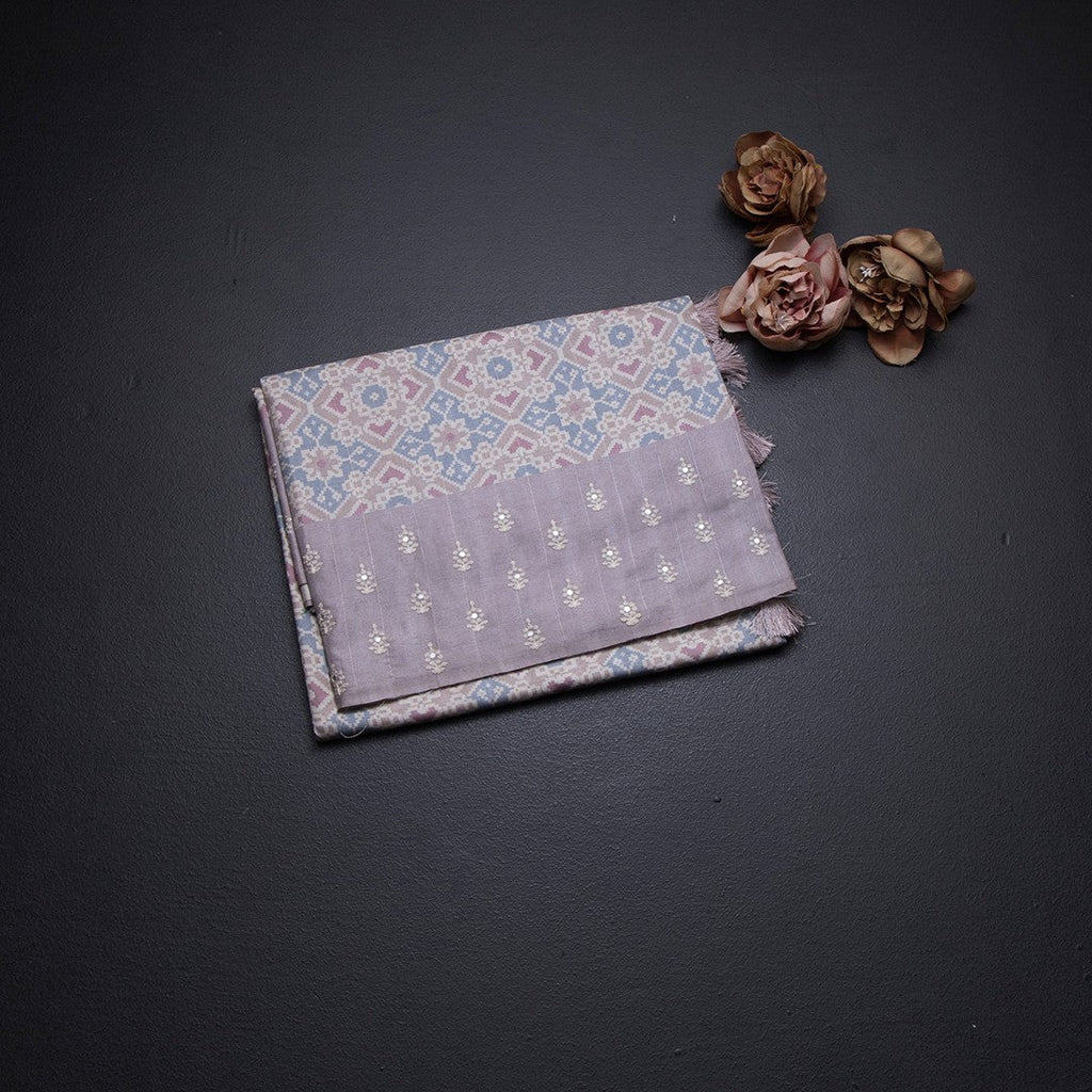 Raw Silk Multi Colour Printed Saree With Thread Border