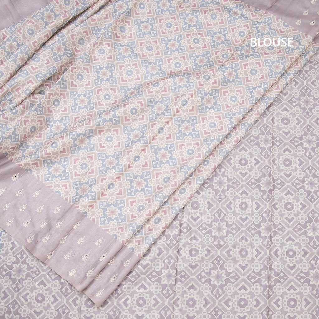 Raw Silk Multi Colour Printed Saree With Thread Border
