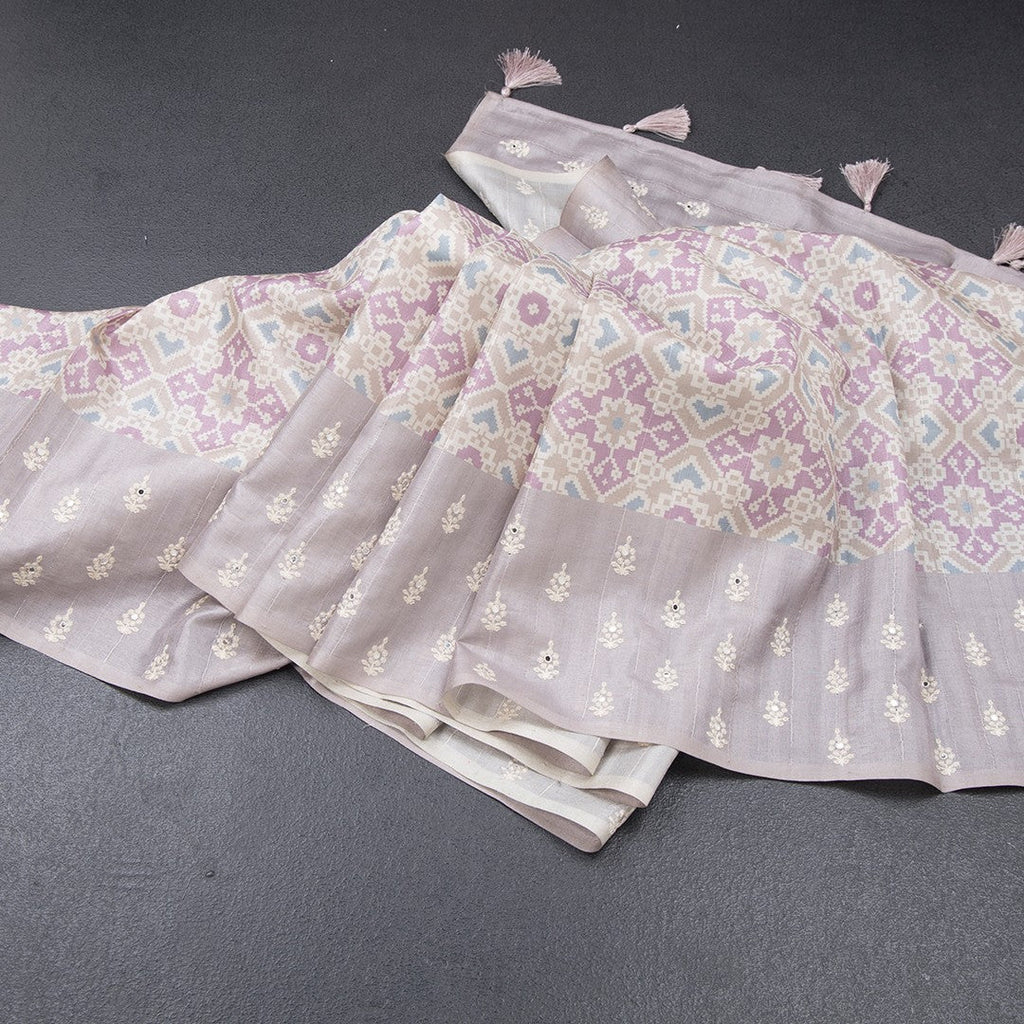 Raw Silk Multi Colour Printed Saree With Thread Border 02